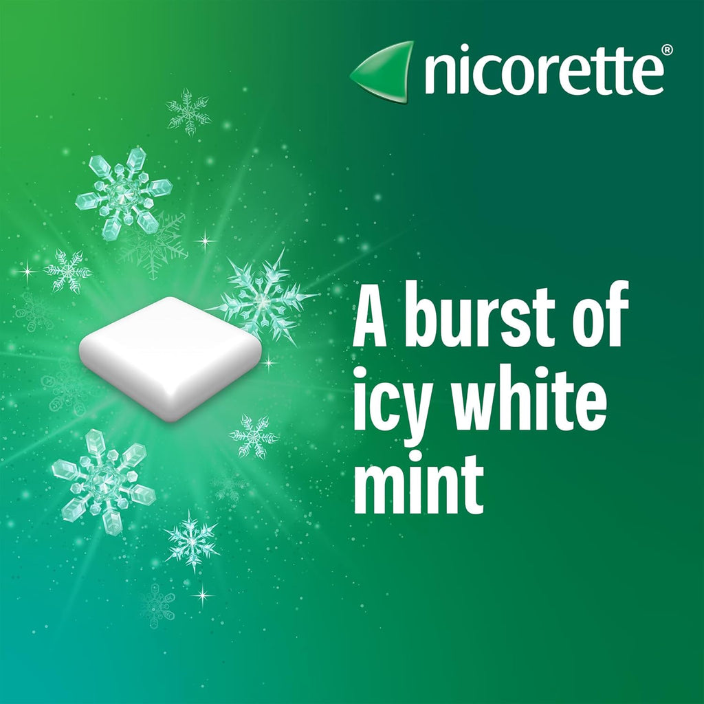 Nicorette Icy White 2mg Gum (210 Pieces), Discreet Stop Smoking and Stop Vaping Aid to Help you Quit For Good, Tackle Cravings and Withdrawal Symptoms, Nicotine Gum (Quit Smoking or Vaping)