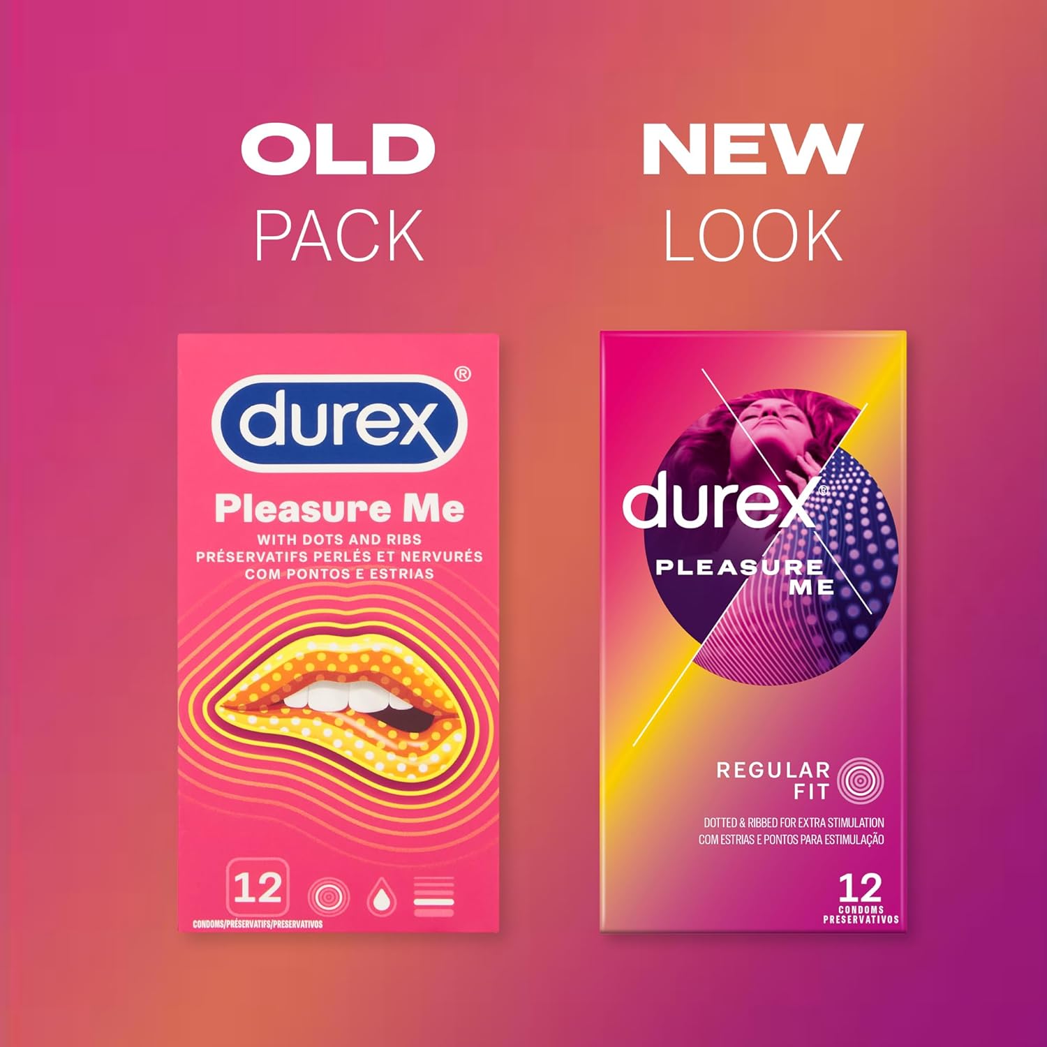 Durex Pleasure Me Condoms Ribbed & Dotted Regular Fit 12s