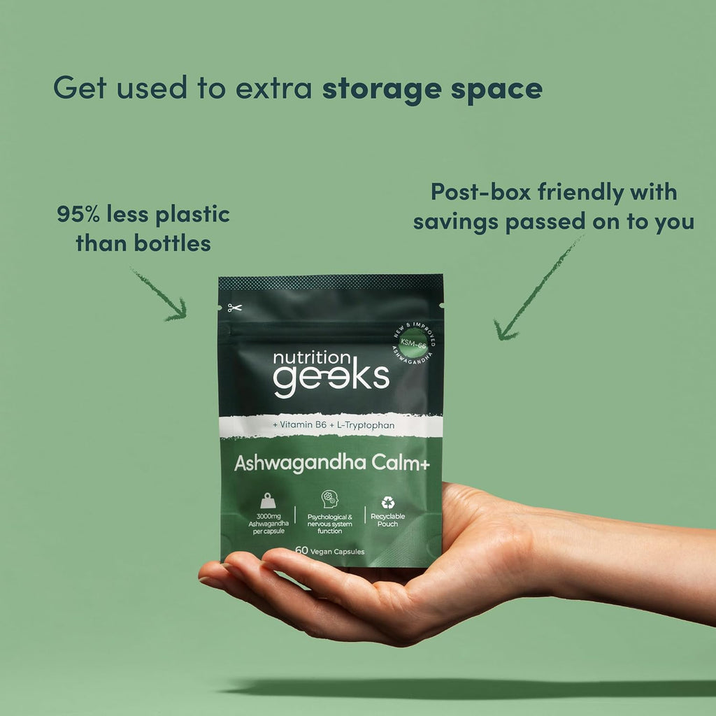 Ashwagandha KSM 66 Complex – 3000mg Enhanced with L-Tryptophan & Vitamin B6 (2 Month Supply) – Ashwagandha High Strength Capsules with 250mg Extract (Not Gummies or Powder) - Vegan, UK Made