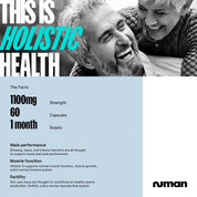 Numan Testosterone Support - Maca Root, Tribulus Terrestris, Zinc, Ginseng - Testosterone Supplements for Men, Essential Vitamins & Minerals - 1100mg per Serving - 60 Capsules