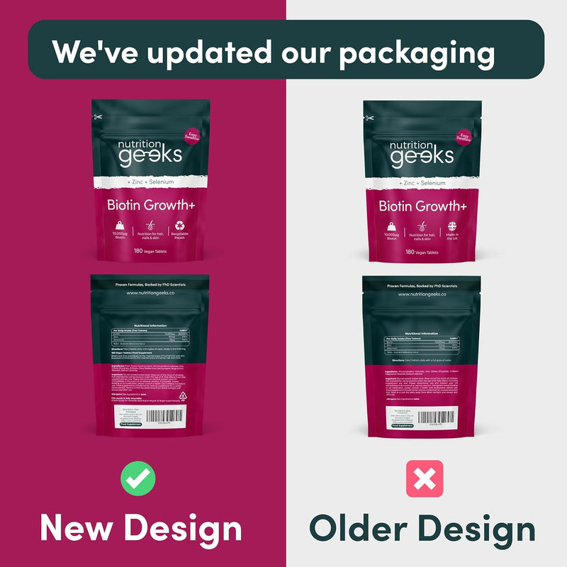 Biotin Hair Growth Supplement - 180 Vegan Tablets