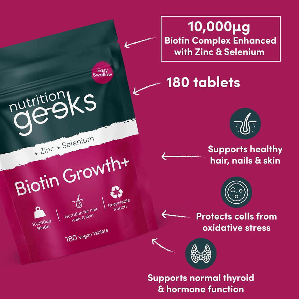 Biotin Hair Growth Supplement - 180 Vegan Tablets