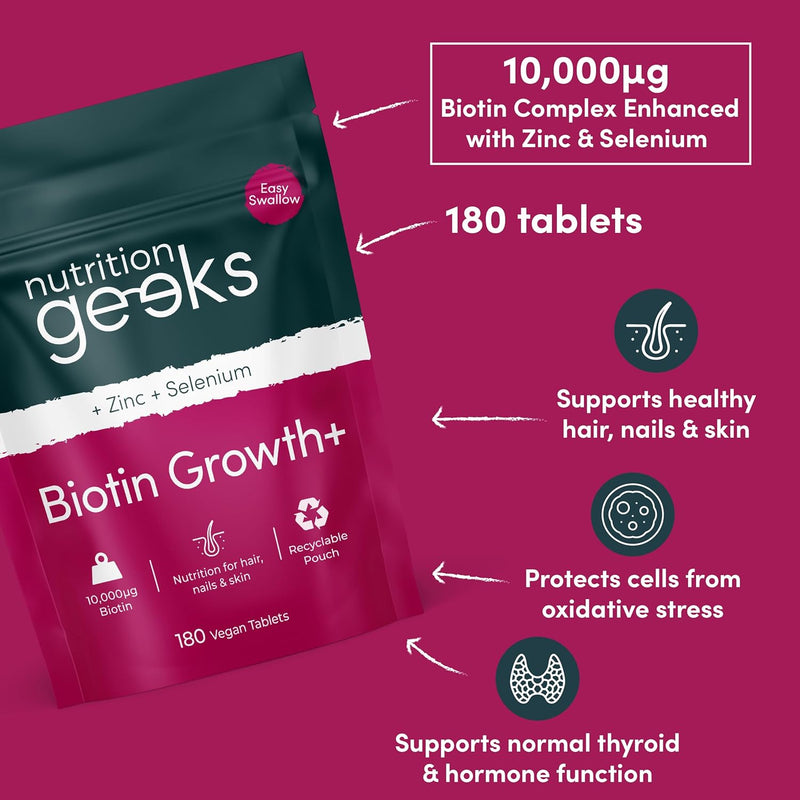 Biotin Hair Growth Supplement - 180 Vegan Tablets