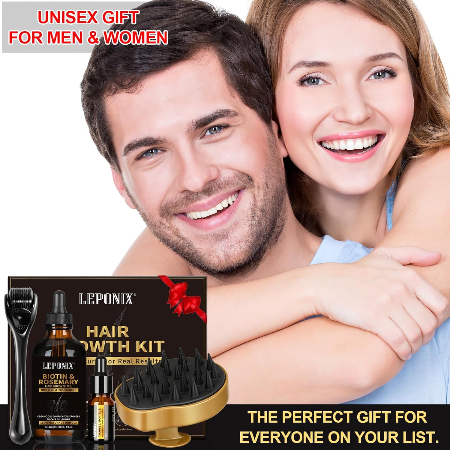 Rosemary Oil for Hair Growth, 120ml Diluted Rosemary Oil Hair Growth Serum with Derma Roller & Scalp Massager Hair Thickening Products Hair Loss Treatment for Men Women, Mens Gift Set